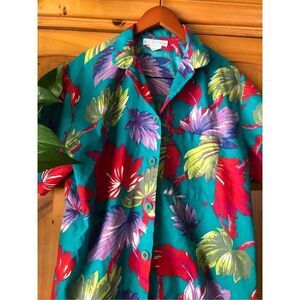 Vintage Rue Du Reve Womens  Floral Print Shirt Size 38Hawaiian